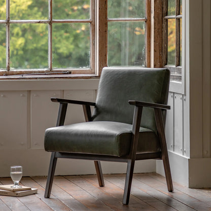 Gallery Direct Neyland Armchair in Heritage Green Leather