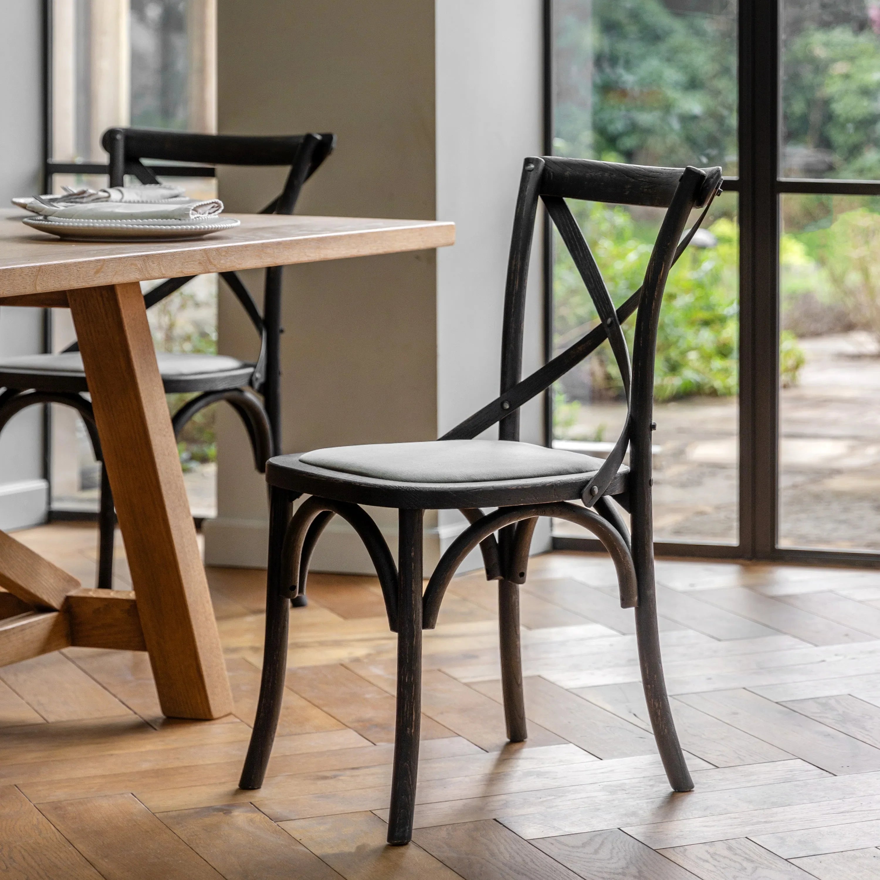 Gallery Direct Cafe Pair of Dining Chairs in Black Linen