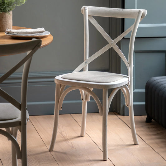 Gallery Direct Cafe Pair of Dining Chairs in White Linen