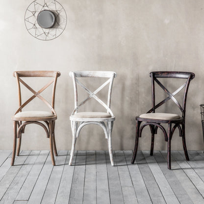Gallery Direct Cafe Pair of Dining Chairs in White Linen