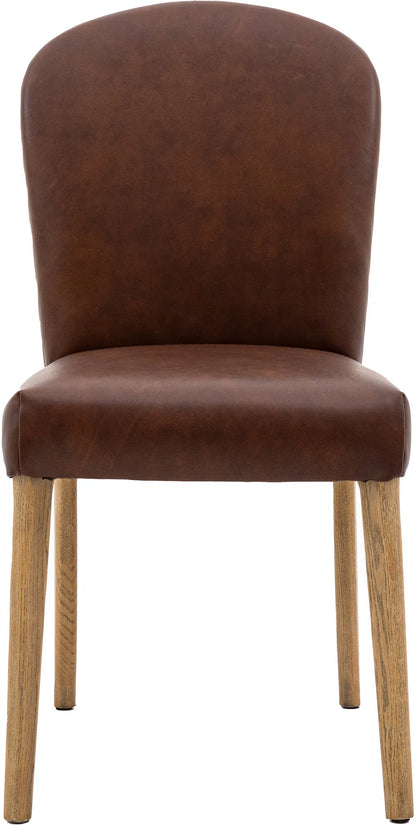 Gallery Direct Hinton Pair of Dining Chairs in Brown Leather