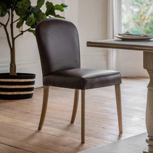 Gallery Direct Hinton Pair of Dining Chairs in Brown Leather
