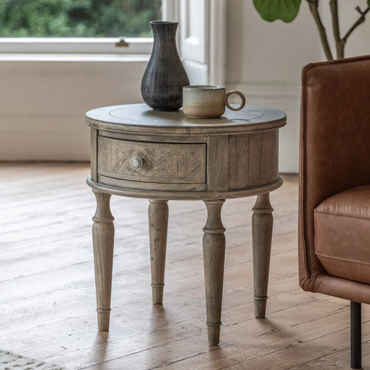 Gallery Direct Mustique 1 Drawer Round Side Table