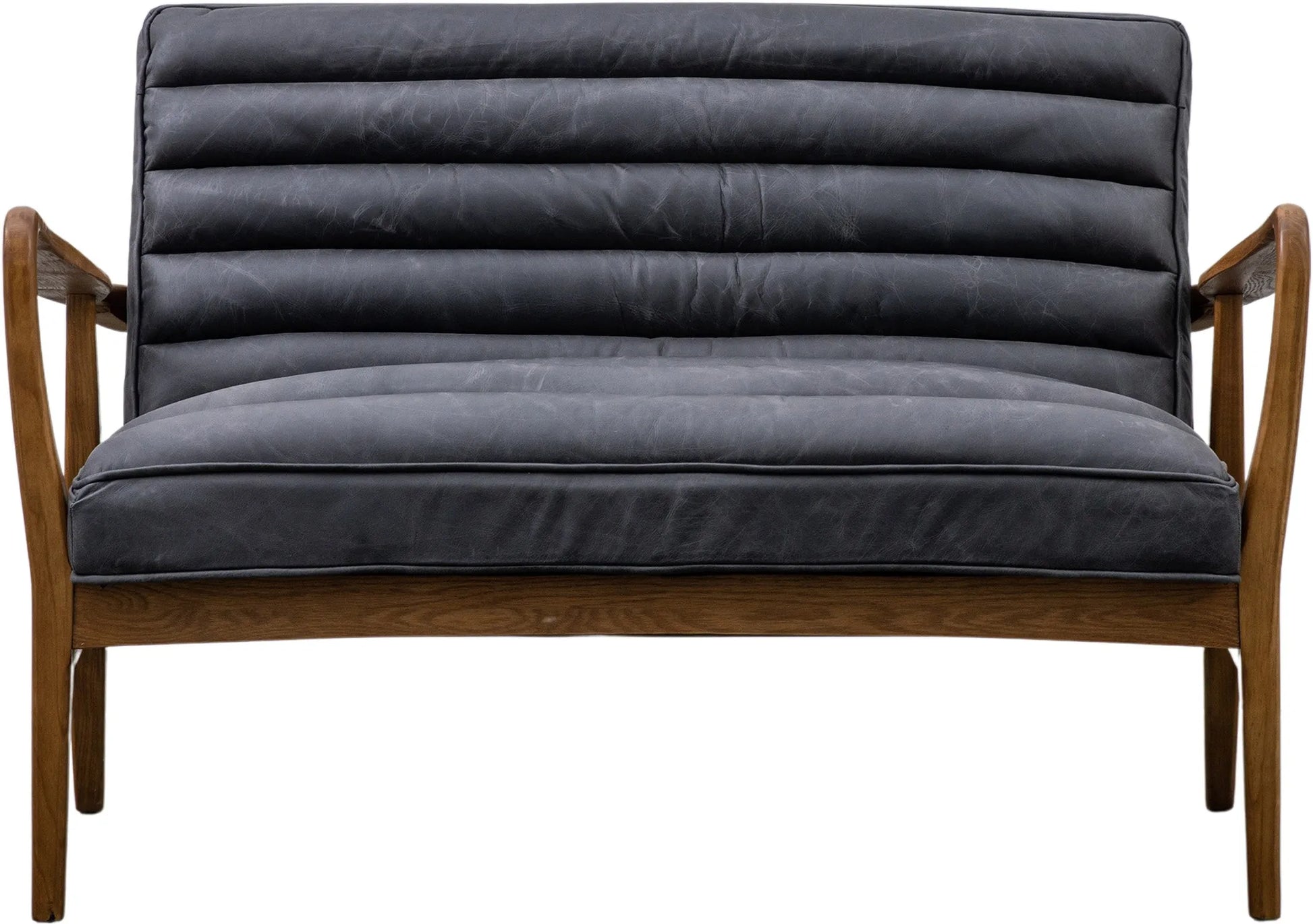 Gallery Direct Datsun 2 Seater Sofa in Antique Ebony Leather